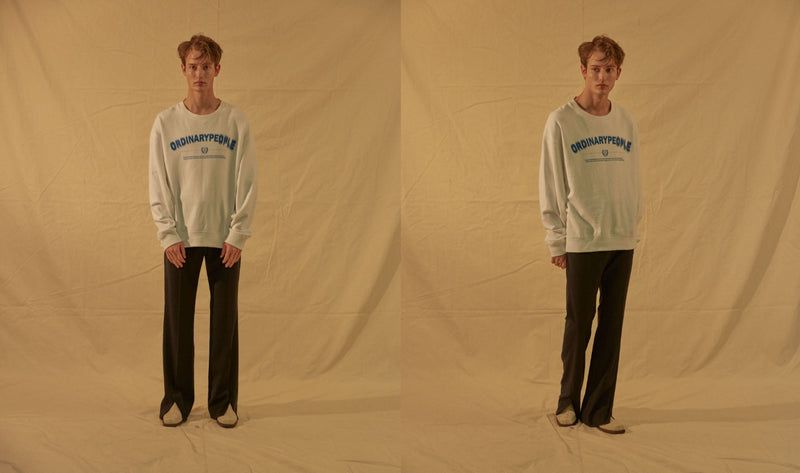 ORDINARY PEOPLE(オーディナリーピープル) COLOR POINT SHIRTS LAYERED WHITE SWEATSHIRTS