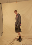 ORDINARY PEOPLE(オーディナリーピープル) COLOR POINT SHIRTS LAYERED DARK GREY HOODIE