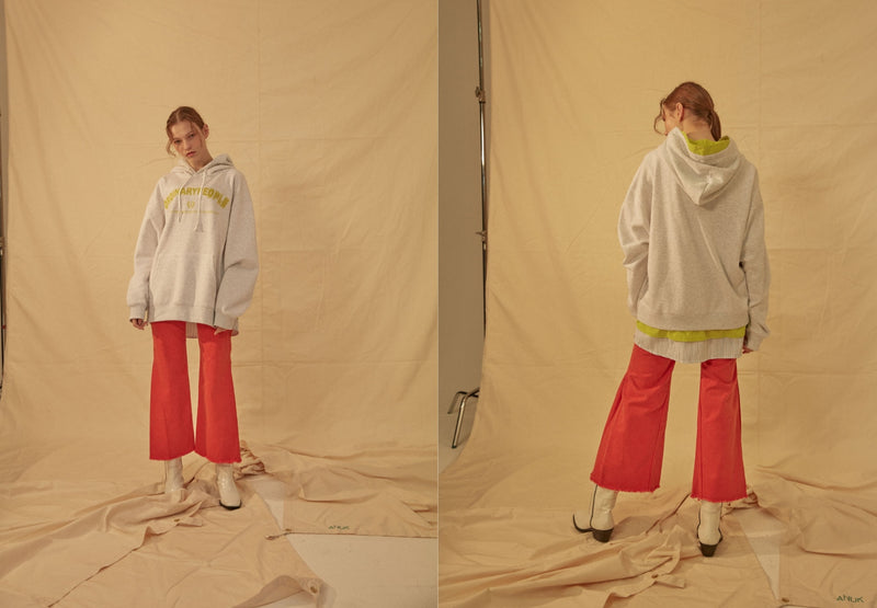 ORDINARY PEOPLE(オーディナリーピープル) COLOR POINT SHIRTS LAYERED OATMEAL MELANGE HOODIE