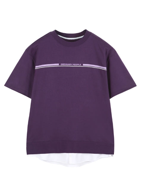 ORDINARY PEOPLE(オーディナリーピープル) ORDINARY SHORT SLEEVE LAYERED MTM PURPLE SHIRT