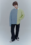 ORDINARY PEOPLE(オーディナリーピープル)  COLOR-TEXURE MIXED GREY&LIME SWEATER