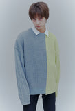 ORDINARY PEOPLE(オーディナリーピープル)  COLOR-TEXURE MIXED GREY&LIME SWEATER