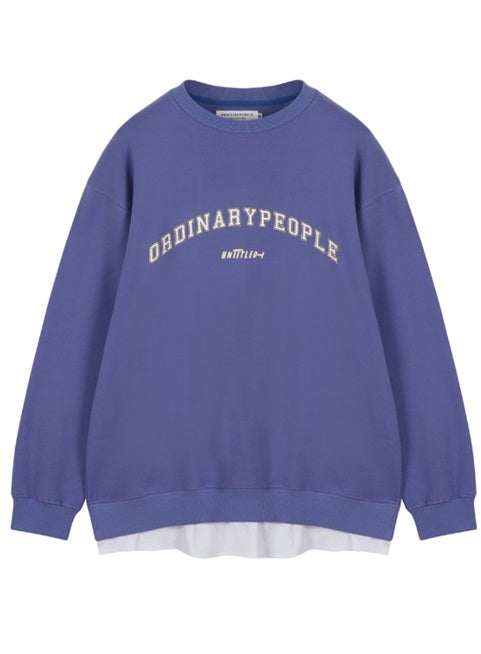 ORDINARY PEOPLE(オーディナリーピープル) ORDINARY T-SHIRT LAYERED PURPLE SWEAT SHIRT
