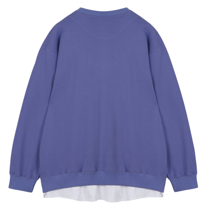 ORDINARY PEOPLE(オーディナリーピープル) ORDINARY T-SHIRT LAYERED PURPLE SWEAT SHIRT