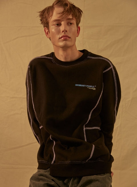 ORDINARY PEOPLE(オーディナリーピープル) CUTTING DETAIL BLACK SWEATSHIRTS