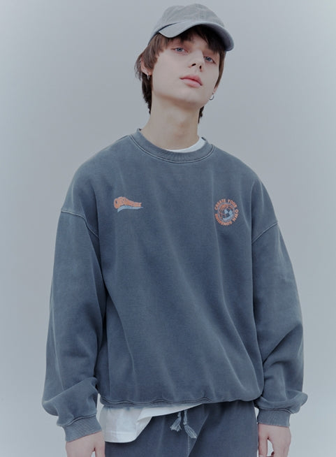 ORDINARY PEOPLE(オーディナリーピープル) VINTAGE LOGO CHARCOAL PIGMENT SWEATSHIRTS