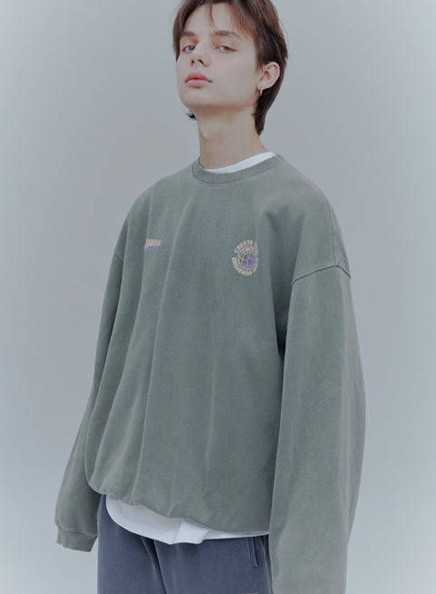 ORDINARY PEOPLE(オーディナリーピープル) VINTAGE LOGO KHAKI PIGMENT SWEATSHIRTS