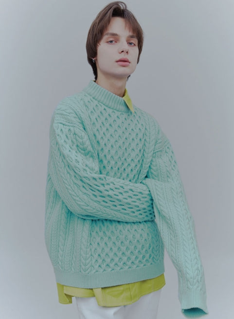 ORDINARY PEOPLE(オーディナリーピープル)  OVERTWIST PATTERN MINT SWEATER