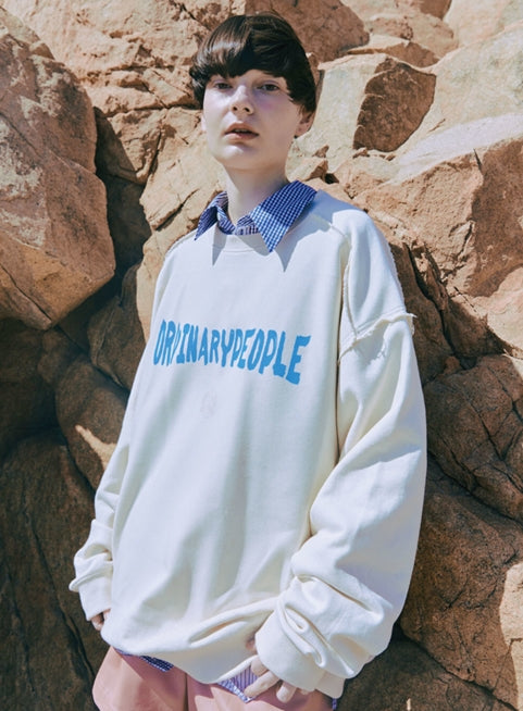 ORDINARY PEOPLE(オーディナリーピープル) DESTROYED SEAM-LINE CREAM SWEATSHIRTS