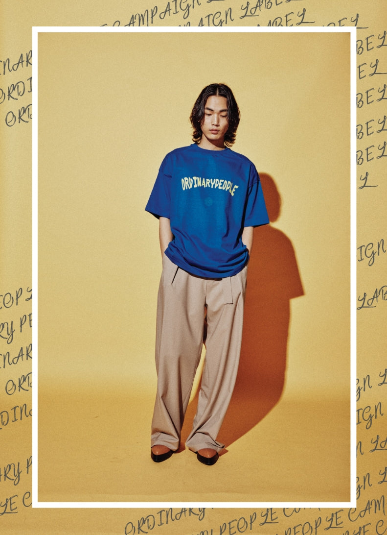 ORDINARY PEOPLE(オーディナリーピープル)  DESTROYED SEAM-LINE BLUE LOGO T-SHIRTS