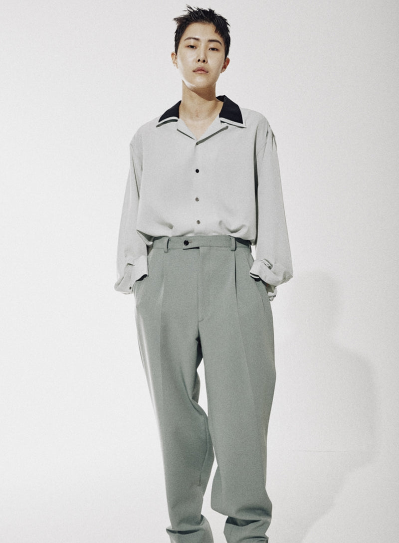 ORDINARY PEOPLE(オーディナリーピープル)    DOUBLE COLLAR POINT MINT&BLACK HAWAIIAN SHIRT