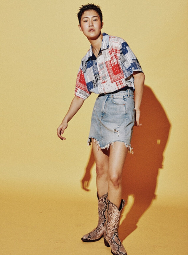 ORDINARY PEOPLE(オーディナリーピープル)     BLUE&RED MIX AND MATCH PAISLEY 1/2 HAWAIIAN SHIRTS