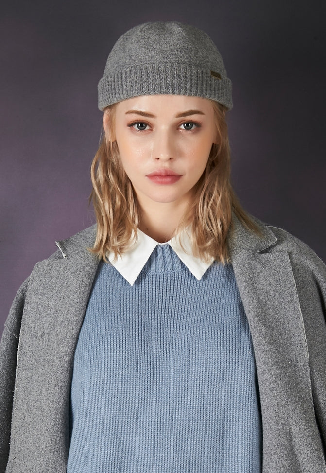 VARZAR(バザール) Bold metal tip wool watch cap grey