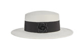 VARZAR(バザール)   Camellia wool boater hat cream