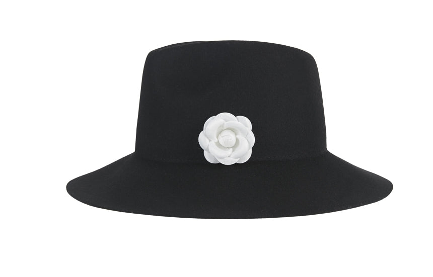 VARZAR(バザール)   Camellia wool floppy hat black