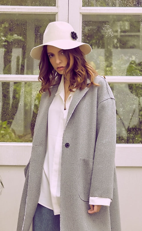 VARZAR(バザール)   Camellia wool floppy hat cream