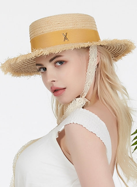 VARZAR(バザール)   Strap Natural Raffia Hat mustard