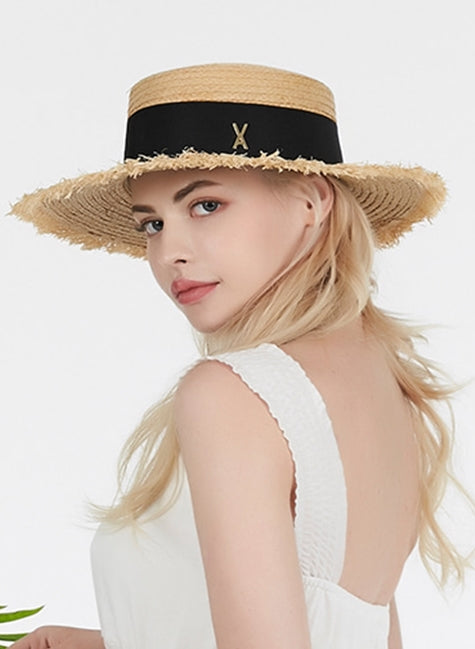 VARZAR(バザール)   Natural raffia bottle hat black