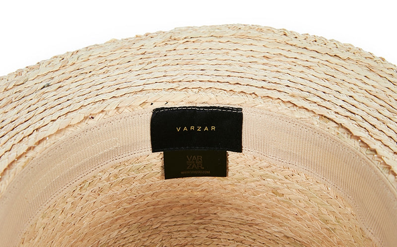 VARZAR(バザール)  Ribbon strap raffia bottle hat black