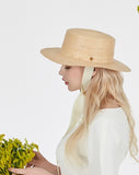 VARZAR(バザール)  Ribbon strap raffia bottle hat white