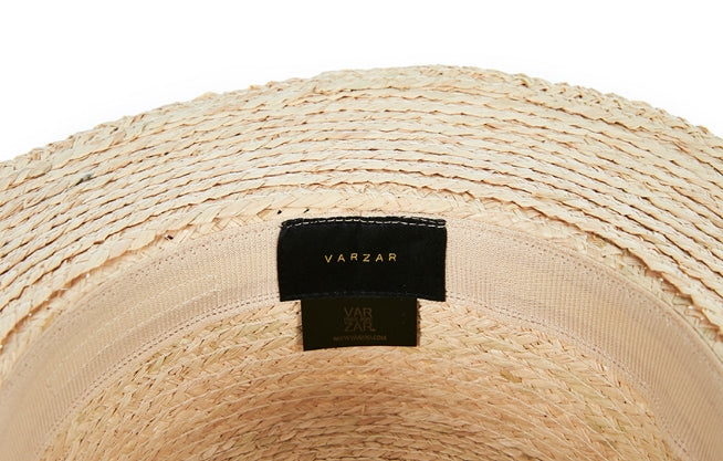 VARZAR(バザール)  Lace strap raffia bottle hat black