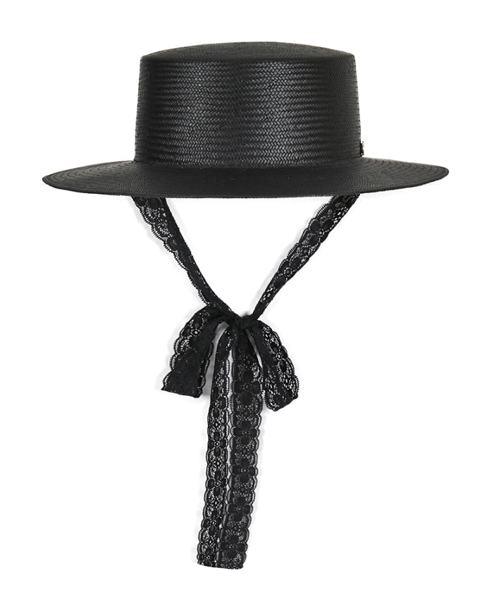 VARZAR(バザール) Lace Strap Paper Bottle Hat black