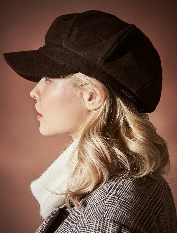 VARZAR(バザール) Wool newsboy cap black