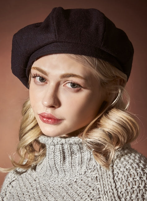 VARZAR(バザール) Octagon wool beret nevy