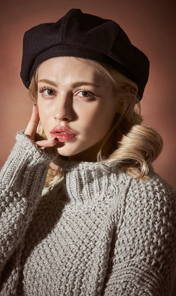 VARZAR(バザール) Octagon wool beret nevy