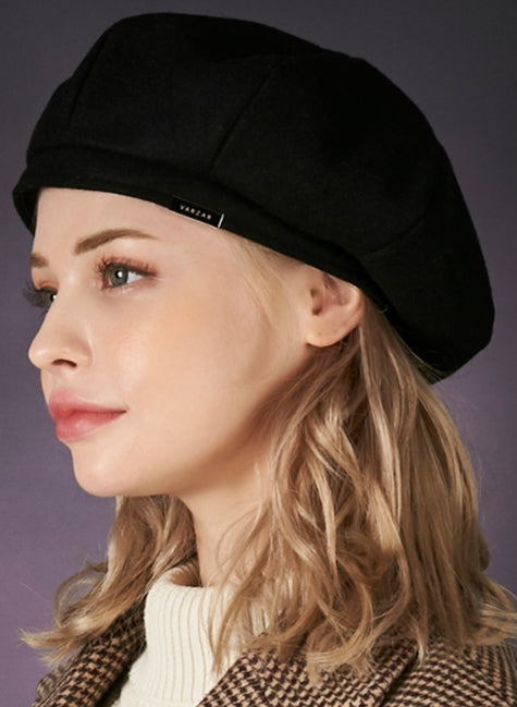 VARZAR(バザール) Bold metal tip wool beret black