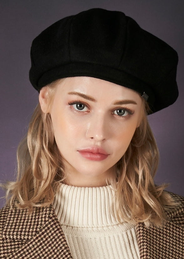 VARZAR(バザール) Bold metal tip wool beret black