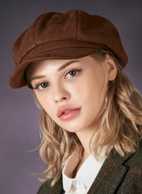 VARZAR(バザール) Bold Metal Tip Suede Newsboy Cap brown