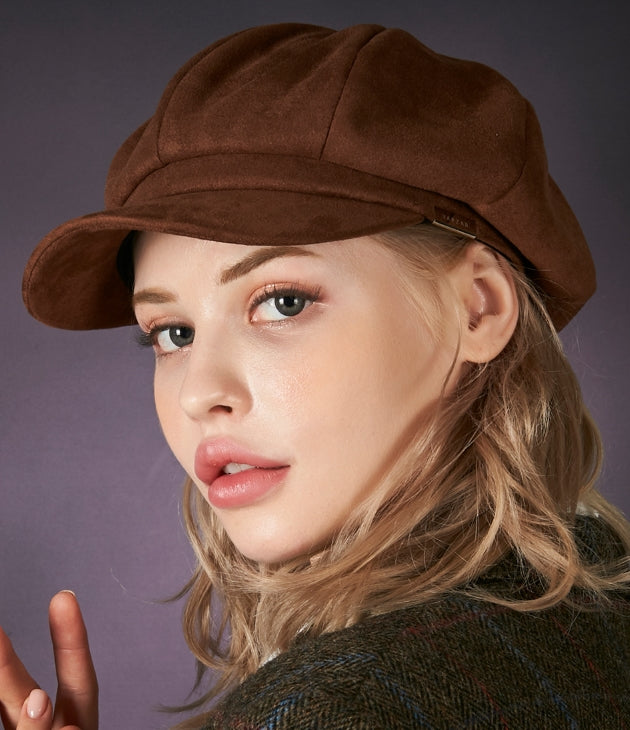 VARZAR(バザール) Bold Metal Tip Suede Newsboy Cap brown