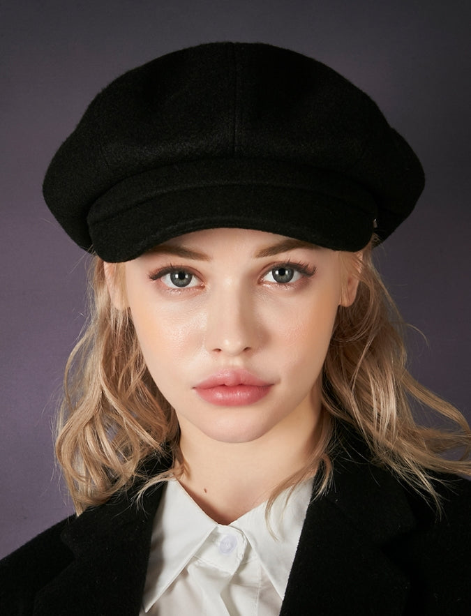 VARZAR(バザール) Bold Metal Tip Heavy Fleece Newsboy Cap Black