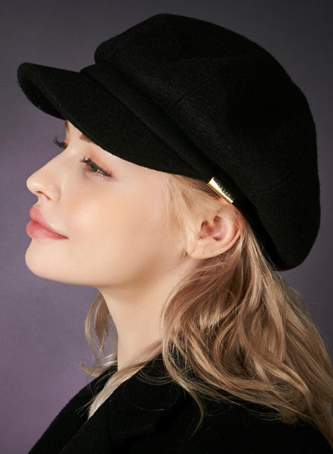 VARZAR(バザール) Bold Metal Tip Heavy Fleece Newsboy Cap Black