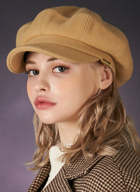 VARZAR(バザール) Bold Metal Tip Heavy Fleece Newsboy Cap beige