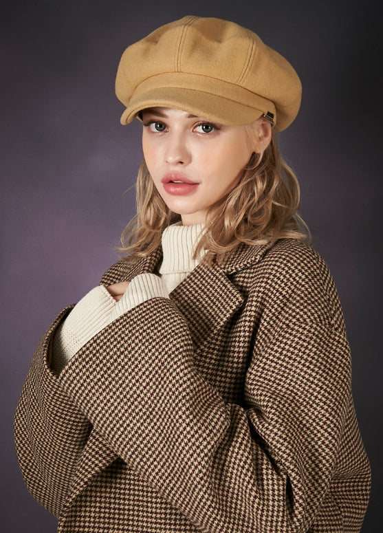 VARZAR(バザール) Bold Metal Tip Heavy Fleece Newsboy Cap beige