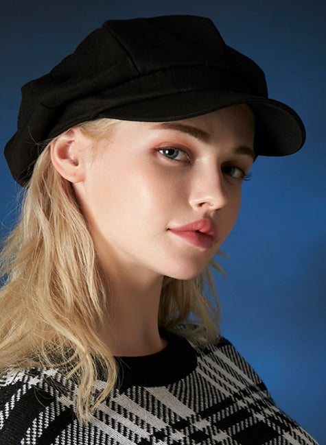 VARZAR(バザール) Herringbone label newsboy cap black