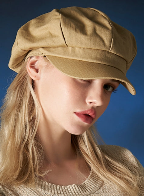 VARZAR(バザール) Herringbone label newsboy cap beige