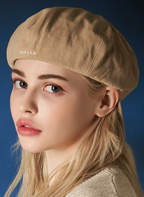 VARZAR(バザール) VARZAR embroidery newsboy cap beige