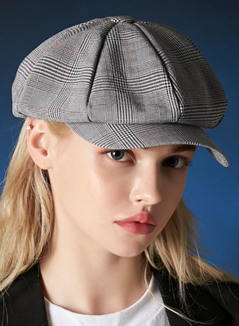 VARZAR(バザール) Metal Tip Check Newsboy Cap grey