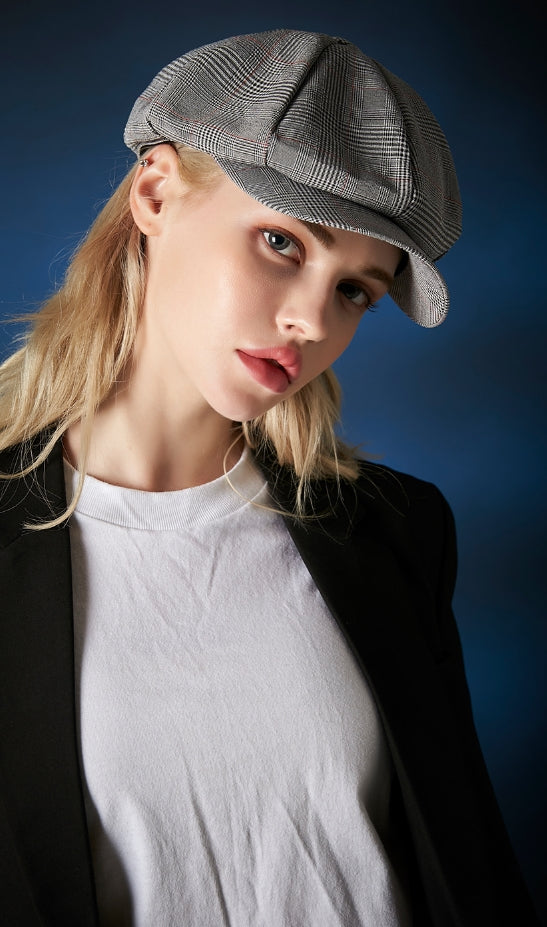 VARZAR(バザール) Metal Tip Check Newsboy Cap grey