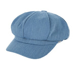 VARZAR(バザール) Metal tip herringbone newsboy cap blue