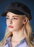 VARZAR(バザール) Metal tip herringbone newsboy cap navy