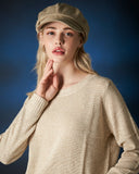 VARZAR(バザール) Metal tip herringbone newsboy cap beige