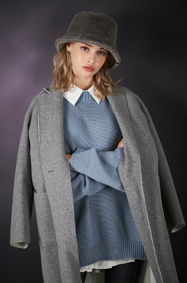 VARZAR(バザール) Fur logo point bucket hat grey