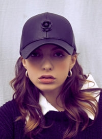 VARZAR(バザール) Camellia leather ballcap black/black