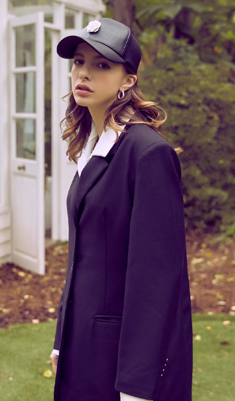 VARZAR(バザール) Camellia leather ballcap black/white