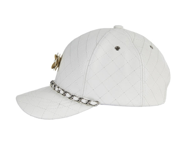 VARZAR(バザール) Camellia chain leather ballcap white