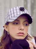 VARZAR(バザール) Camellia tweed ballcap white/black